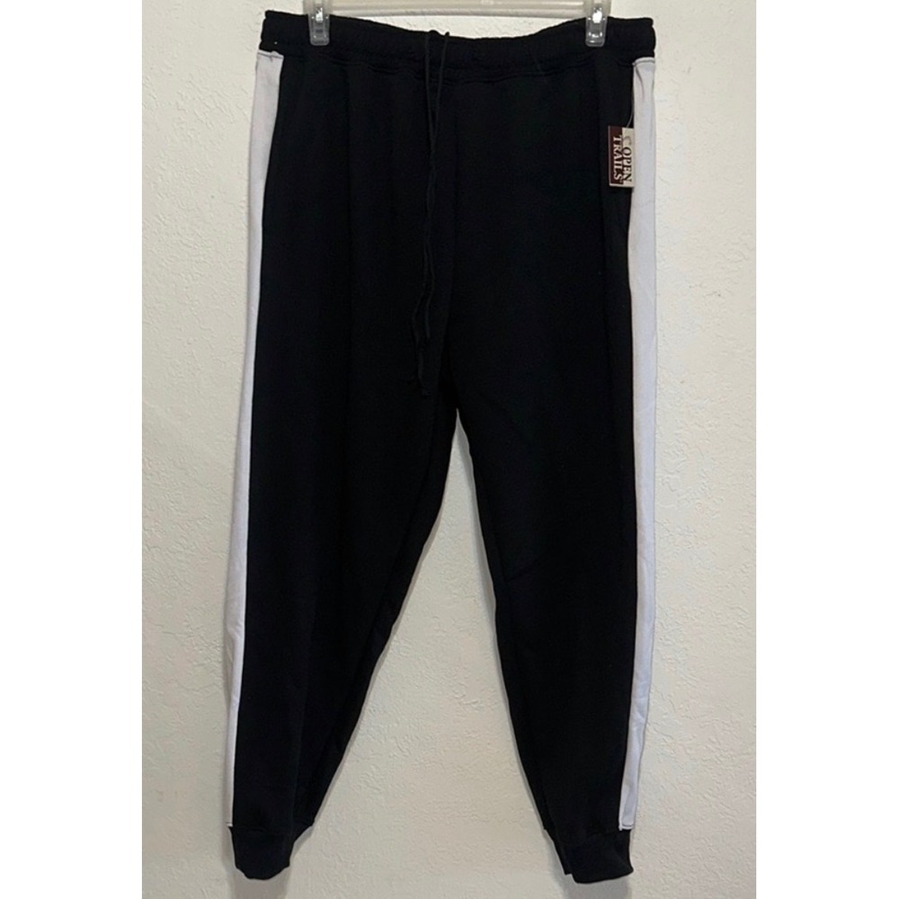 Open Trails Mens XL Black Jogger Pants‎ White Side Stripe Sweatpants Size XL NWT